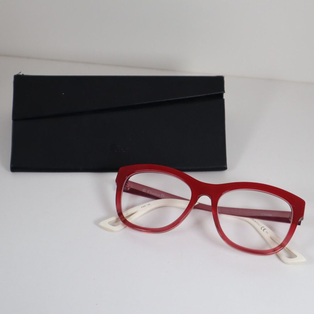 Christian Dior CD 3288 KWD Red/White Cat-Eye Eyeglasses Frames 52-18-145mm
